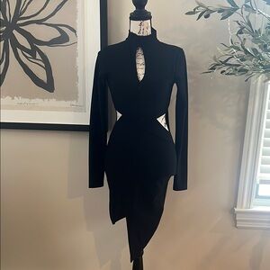 Misguided Elegant Black Cut-Out Dress